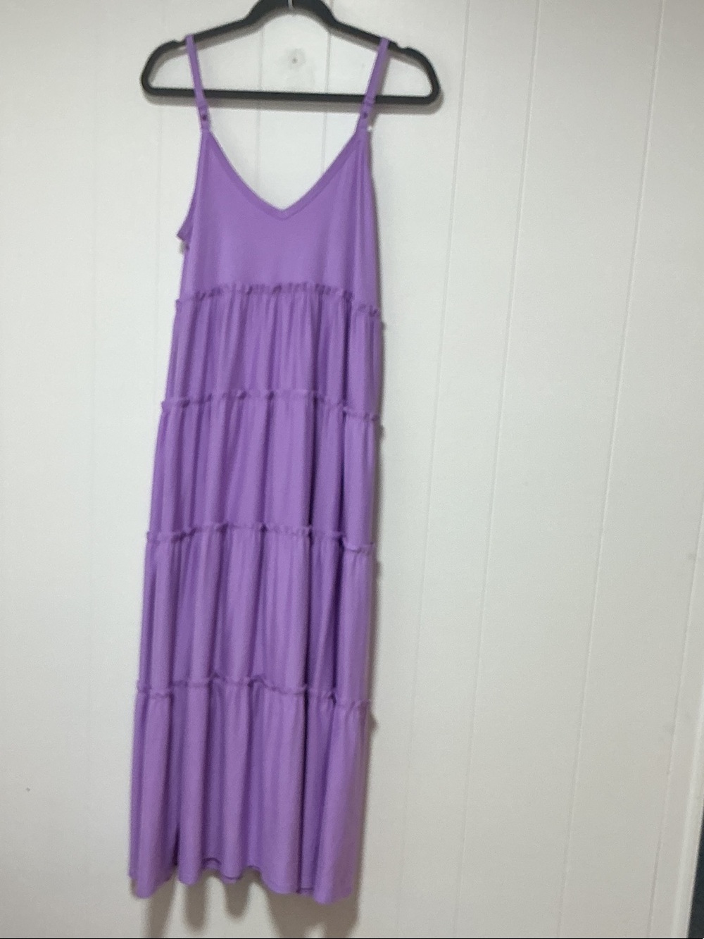 Zenana Outfitters Lavender Tiered Maxi Dress with Spaghetti Straps